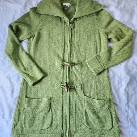 Tyler Boe Cotton Wool Blend Long Line Zipper Front Cardigan Sweater - Picture 11 of 16